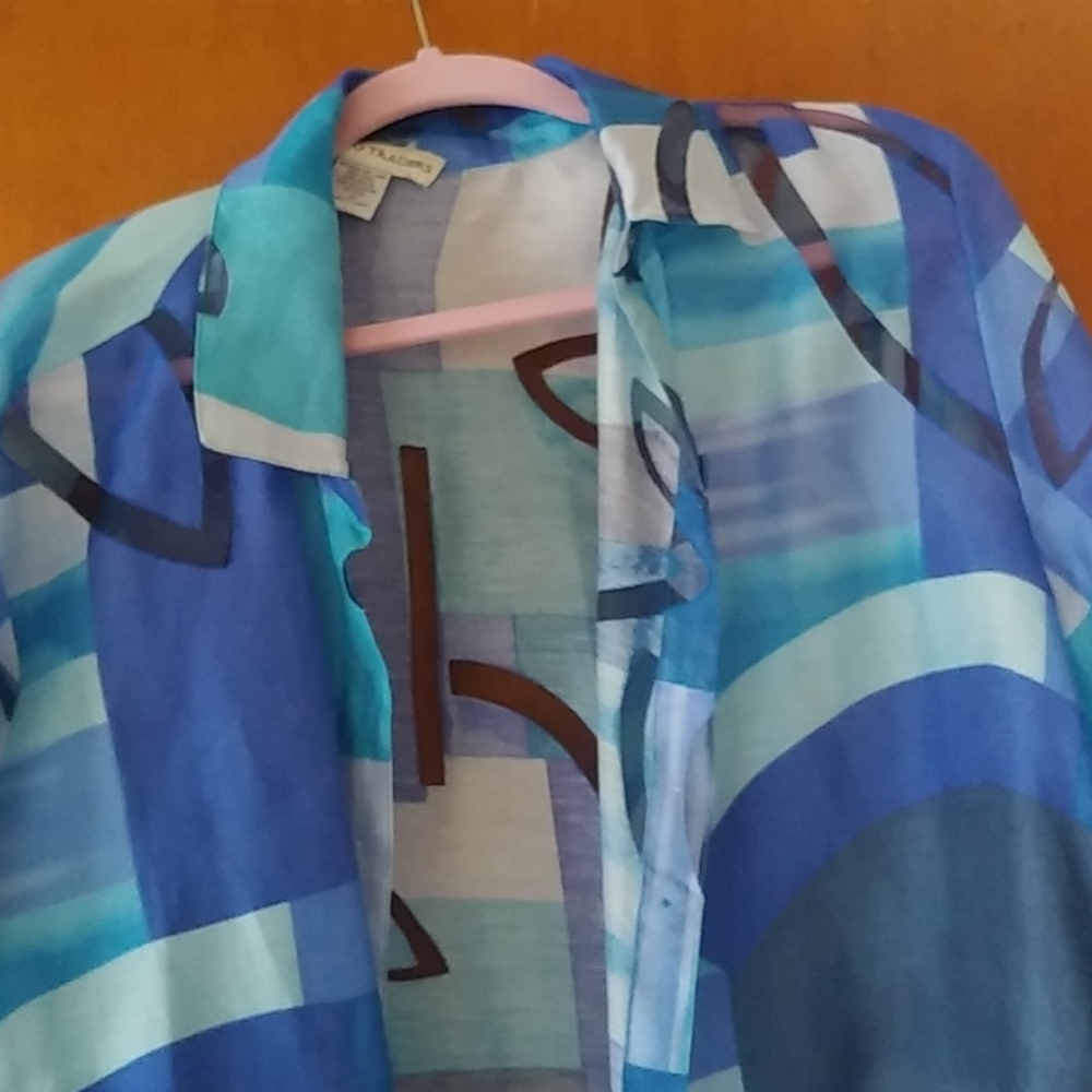 Bamboo traders shades of blue burnout blouse